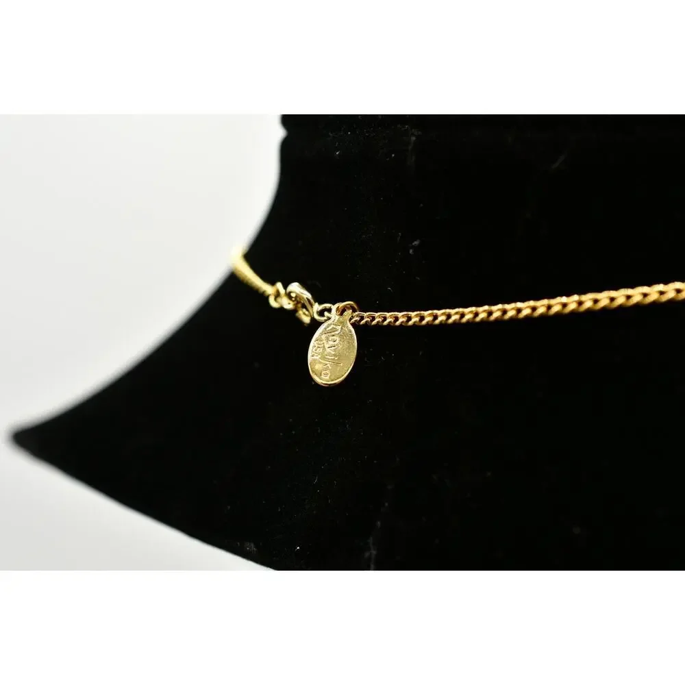 Navika Pendant Necklace Golf Clubs Gold Tone Chain Vintage Elegant Signed BinM